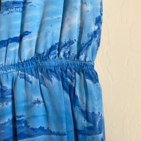 Gypsy 05 Silk Beachy Blue Boho Embroidered Printed Maxi Dress - Picture 6 of 15